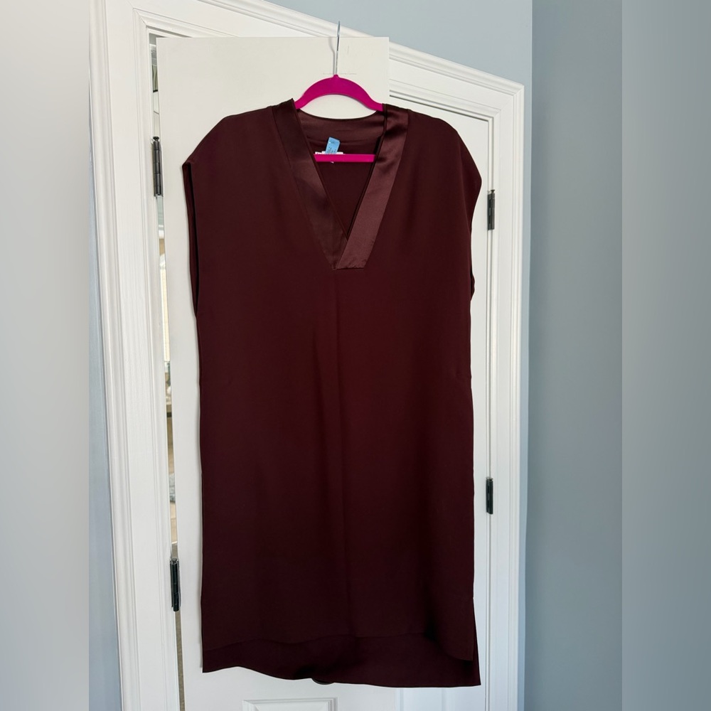Vince Maroon V-Neck Dress
